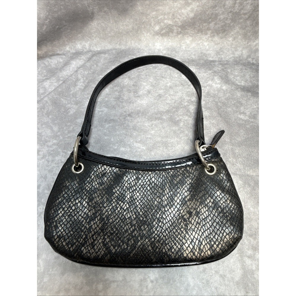 Vintage Y2K XOXO black snakeskin textured mini shoulder bag VGUC - Picture 2 of 13
